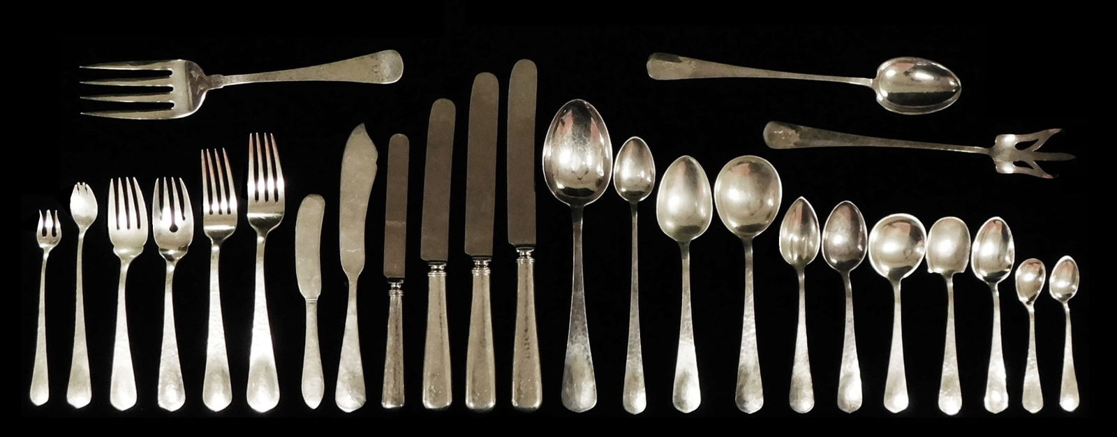 STERLING: "Lebolt" sterling silver flatware, 275 Lebolt pieces by J. Myer Lebolt, Chicago, patented (1 of 8)