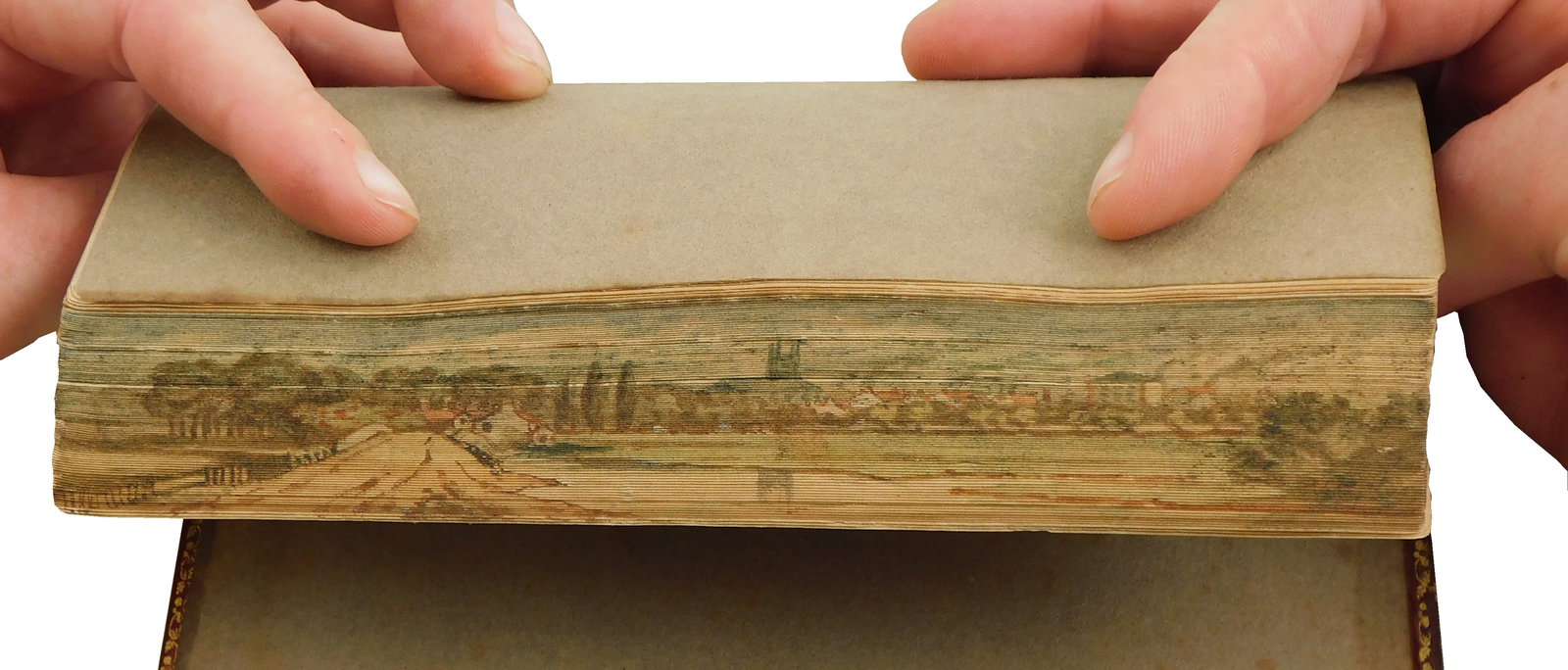 BOOK: FORE-EDGE Painting. - Mark Akenside. Pleasures of Imagination. Glasgow: 1823. 12mo. Red (1 of 3)