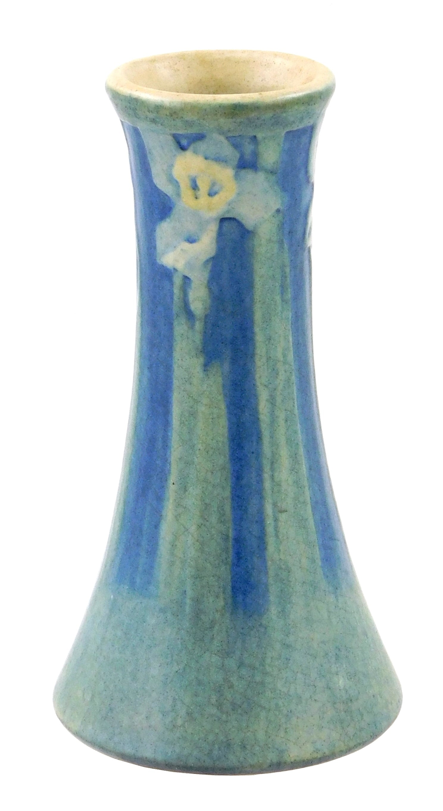 ART POTTERY: Newcomb College signed vase, 1918, decorated by Sadie Irvine with iris or freesias in (1 of 3)
