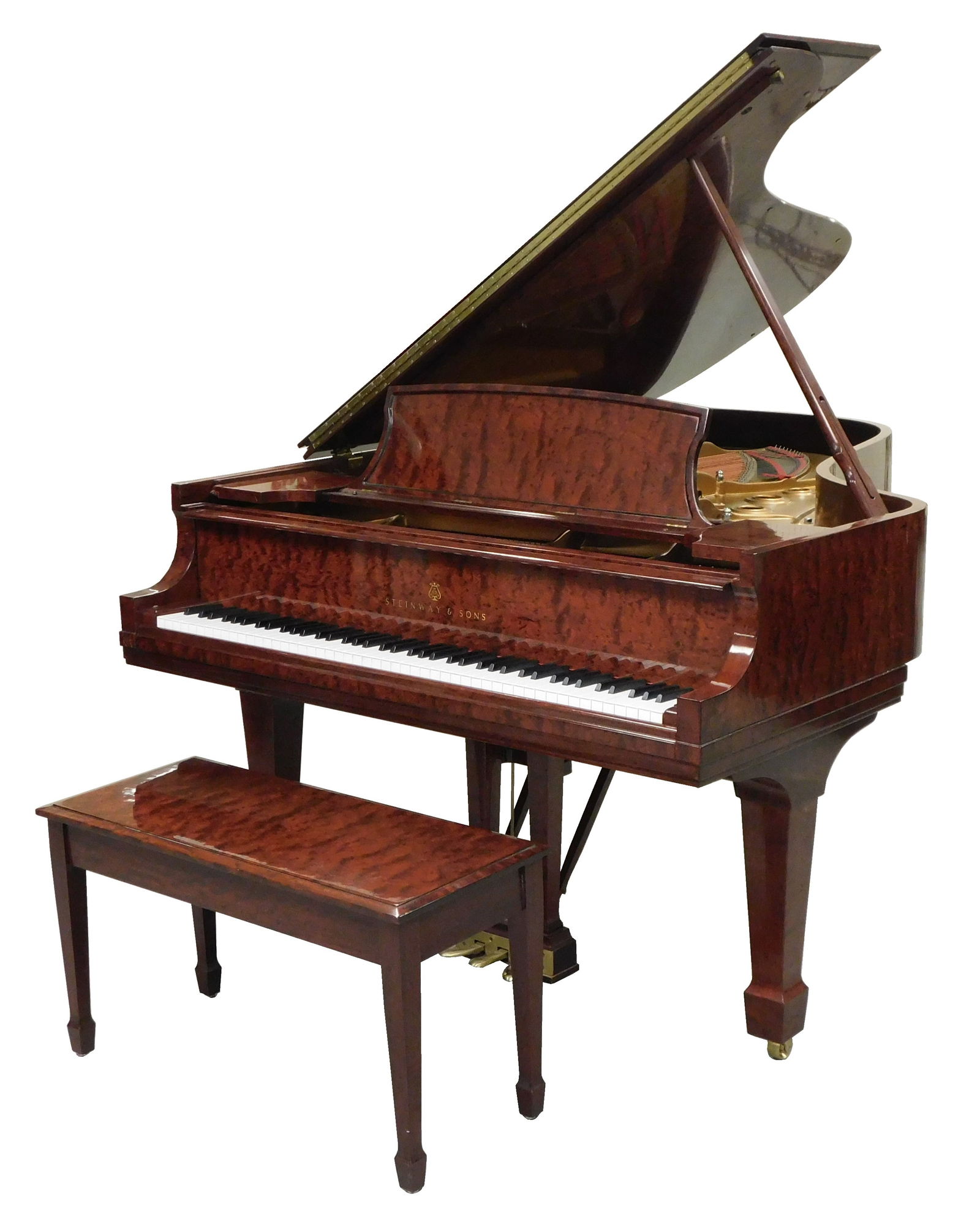 PIANO: 1999 Steinway Model B, serial number 546691, Kewazinga Bubinga wood case is in good condition (1 of 7)