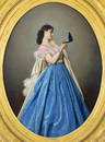 Auguste Toulmouche (French, 1829-1890), oil on canvas, 1863, oval portrait of a woman admiring a