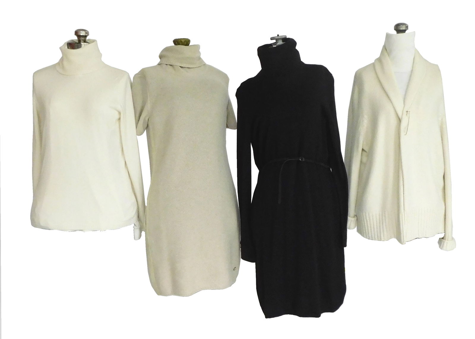 DESIGNER: LORO PIANA, four pieces, including: turtleneck sweater dress, 100% cashmere, tan, (1 of 6)