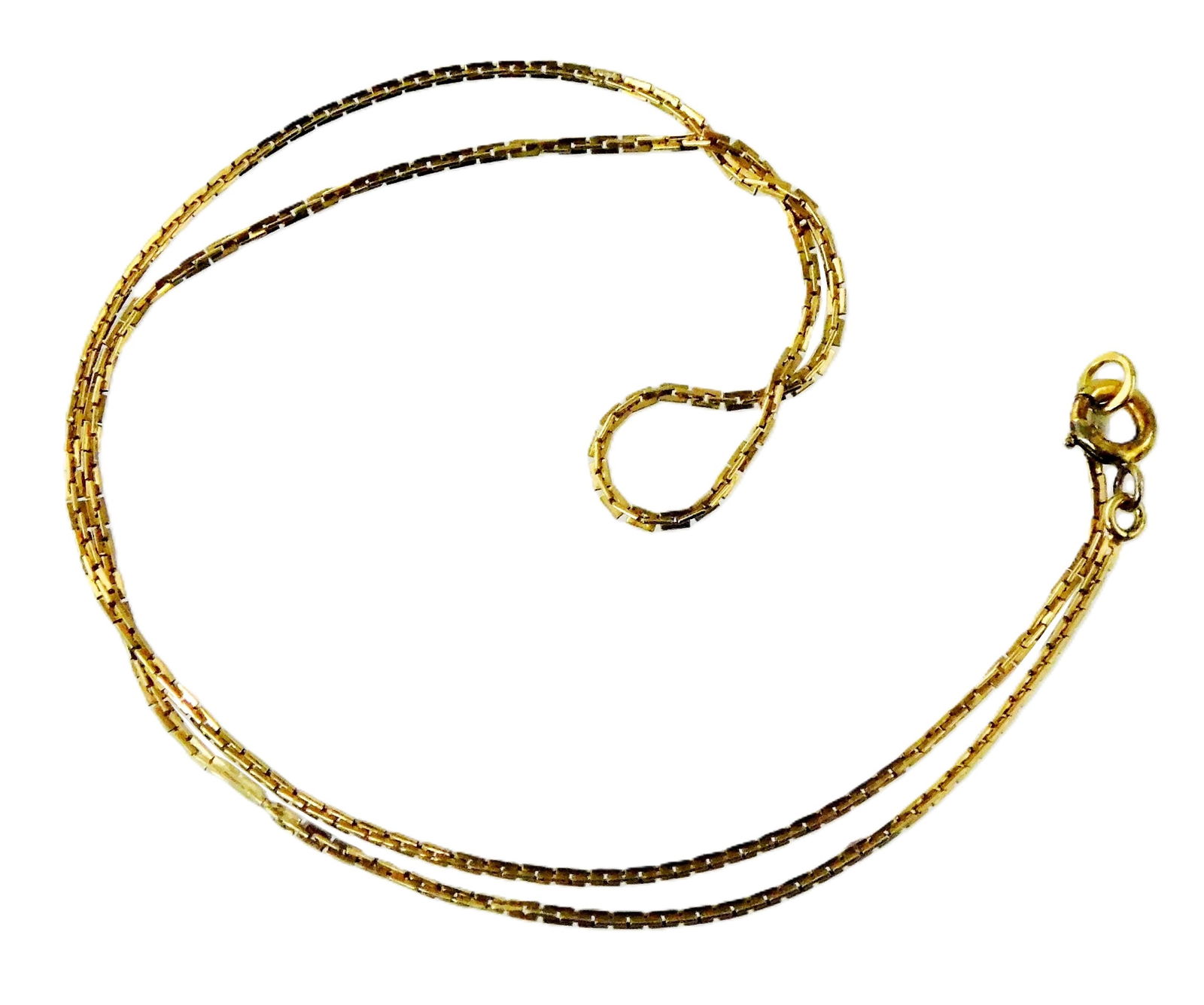 JEWELRY: 18K Neckchain, square cable link chain with spring ring clasp, stamped and tested “18K (1 of 5)