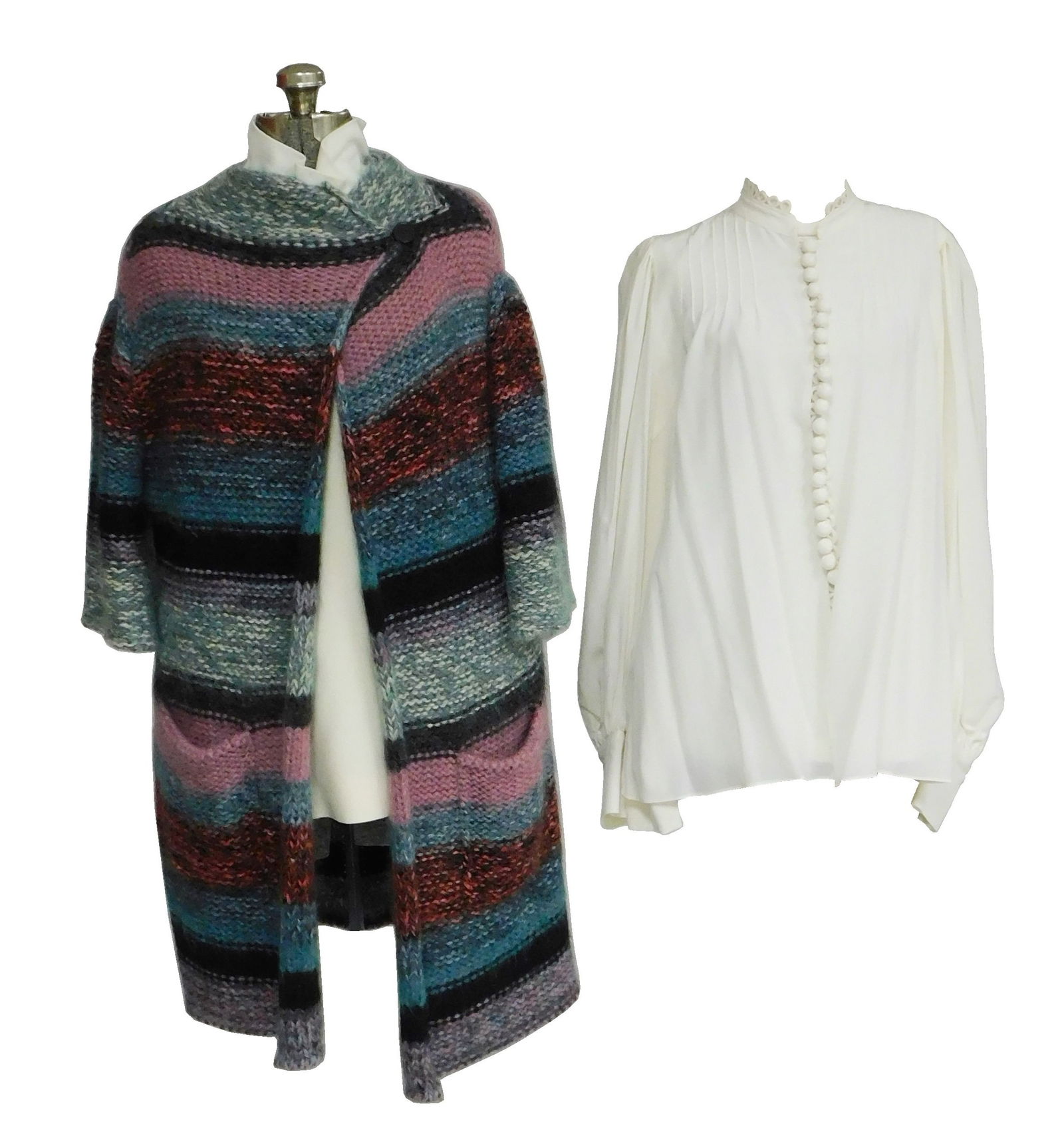DESIGNER: CHLOE clothing, two pieces, details include: knit cardigan sweater, Y2K, wool, made in (1 of 5)