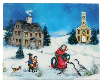 Linda Nelson Stocks (American, 1938 - 2011), "Untitled (Christmas Geese & Wreaths)", 2002, oil on