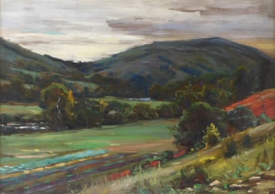 Louis Aston Knight (American, 1873 - 1948), "Housatonic Valley", oil on board, impressionistic