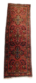 RUG: Semi-antique Persian Hamadan runner, 2' 9" x 8' 4", wool on cotton, red field and primary