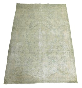 RUG: Semi-antique Persian Tabriz carpet, 6' 9" x 9' 5", wool on cotton, analogous taupe floral and