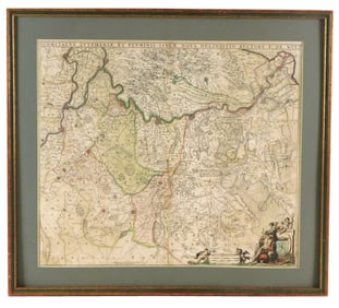 Frederick de Wit (Dutch, 1630-1706), map of Amsterdam with hand-colored land borders, details and