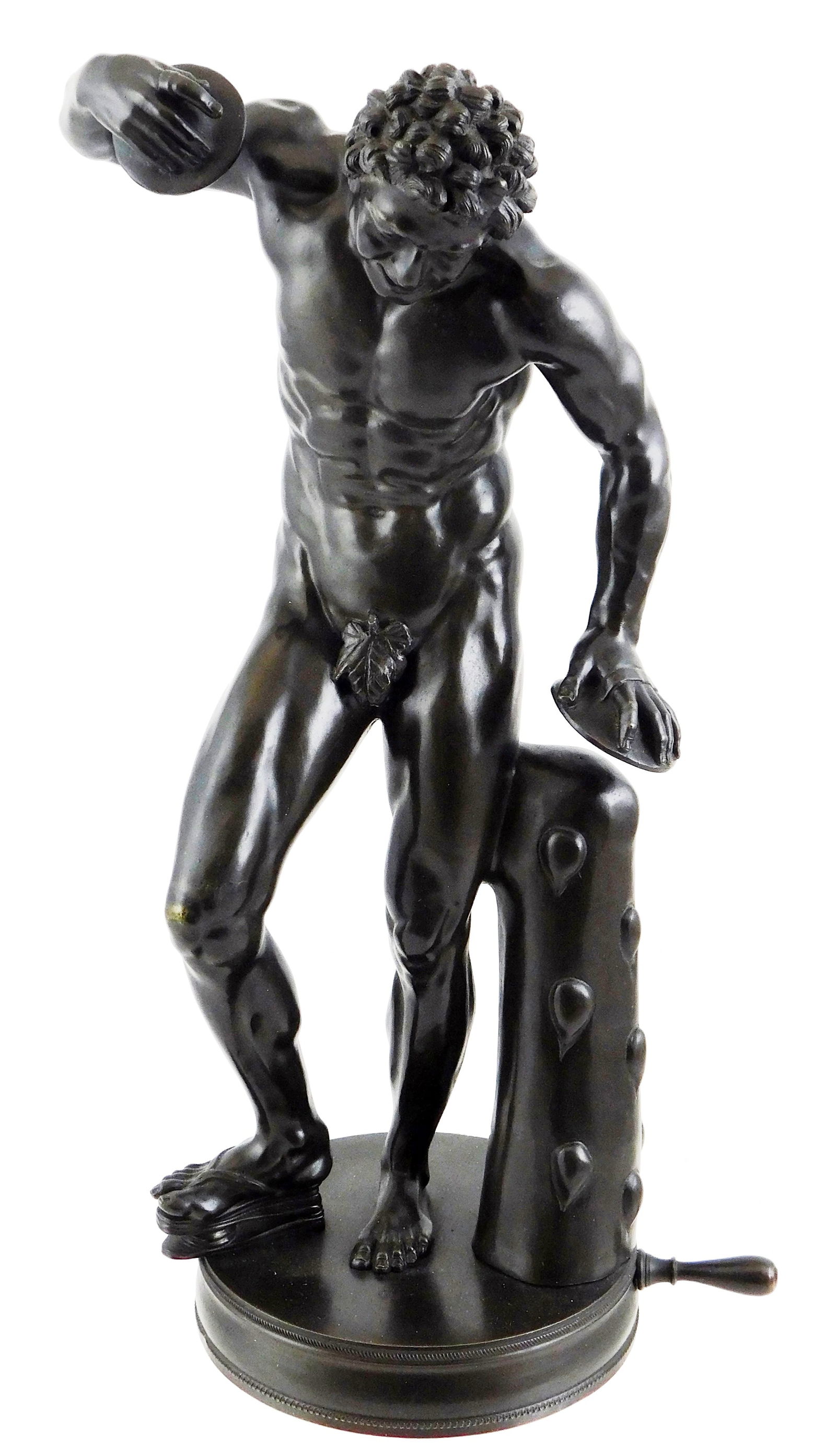 SCULPTURE: After Massimiliano Soldani Benzi (Italian, 1656-1740) "Dancing Faun with Cymbals" 20th (1 of 3)