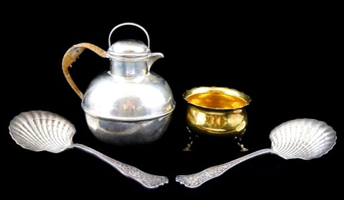 STERLING: Tiffany & Co., four pieces, including a small teapot with insulated handle,