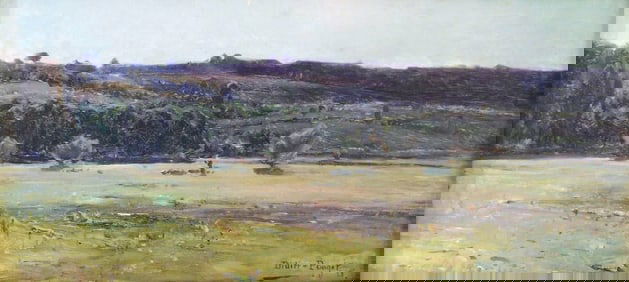 William Didier-Pouget (French, 1864-1959), "Les Saucilles", 1888, oil on board, impressionistic