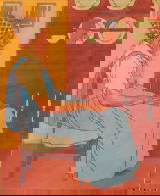 Bernard Boutet de Monvel (France, 1881-1949) "La Vieille (The Old Woman)", 1911, soft-ground etching