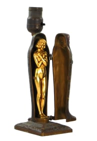 Louis V. Aronson (New York, 1869-1940), Art Deco Egyptian-Revival Mummy lamp, c. 1923, cold painted