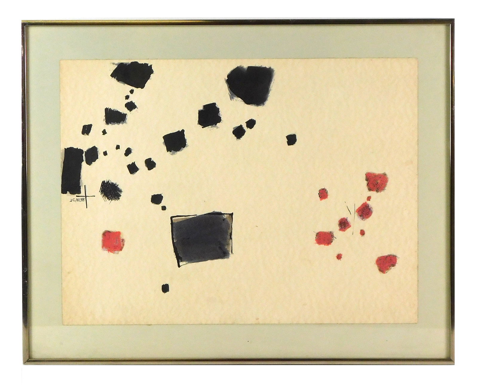Tom Ingle (Connecticut, 1920-1973), watercolor on paper, sparse abstract composition with black and (1 of 4)