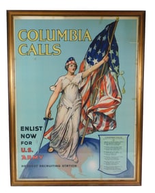 POSTER: World War I army recruitment poster “Columbia Calls??, lithograph, ca. 1916, designed by