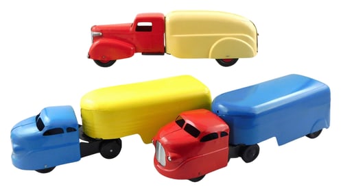 TOYS: Three Wyandotte pressed steel freight trucks, mid-20th C., all made in USA and professionally