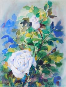 Ramon Garcia (American, 20th C.), "Still life with Roses" watercolor on paper, contemporary
