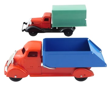 TOYS: Two Marx Wyandotte pressed steel trucks, mid-20th C., both made in USA and professionally