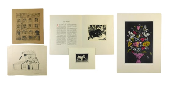 Five 20th C. prints including: Arnold Blanch (American, 1896-1968), “Floral Magic??, lithograph,