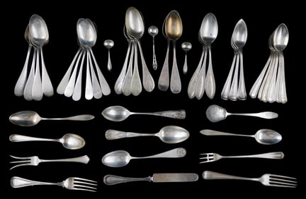 STERLING: Gorham, Whiting, Alvin, etc., forty-three pieces of flatware and servingware, all marked