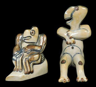 Two Bing & Grondahl abstract stoneware figurines by Sten Lykke Madsen from his 'Abstract' line of