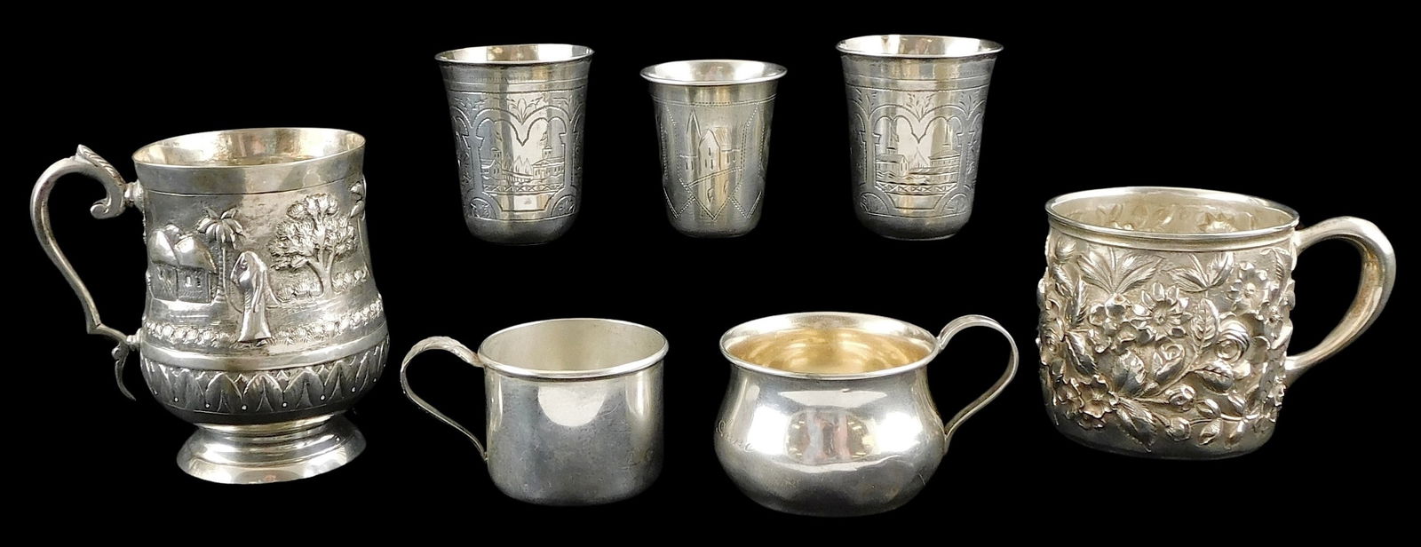 SILVER: Lunt, Reed & Barton, Russian, etc., seven pieces of silver hollowware, details include: (1 of 4)