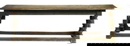 Oblong bench, English, 17th C., oak, top with thumbnail edge, pinned to shadow molded apron, on four