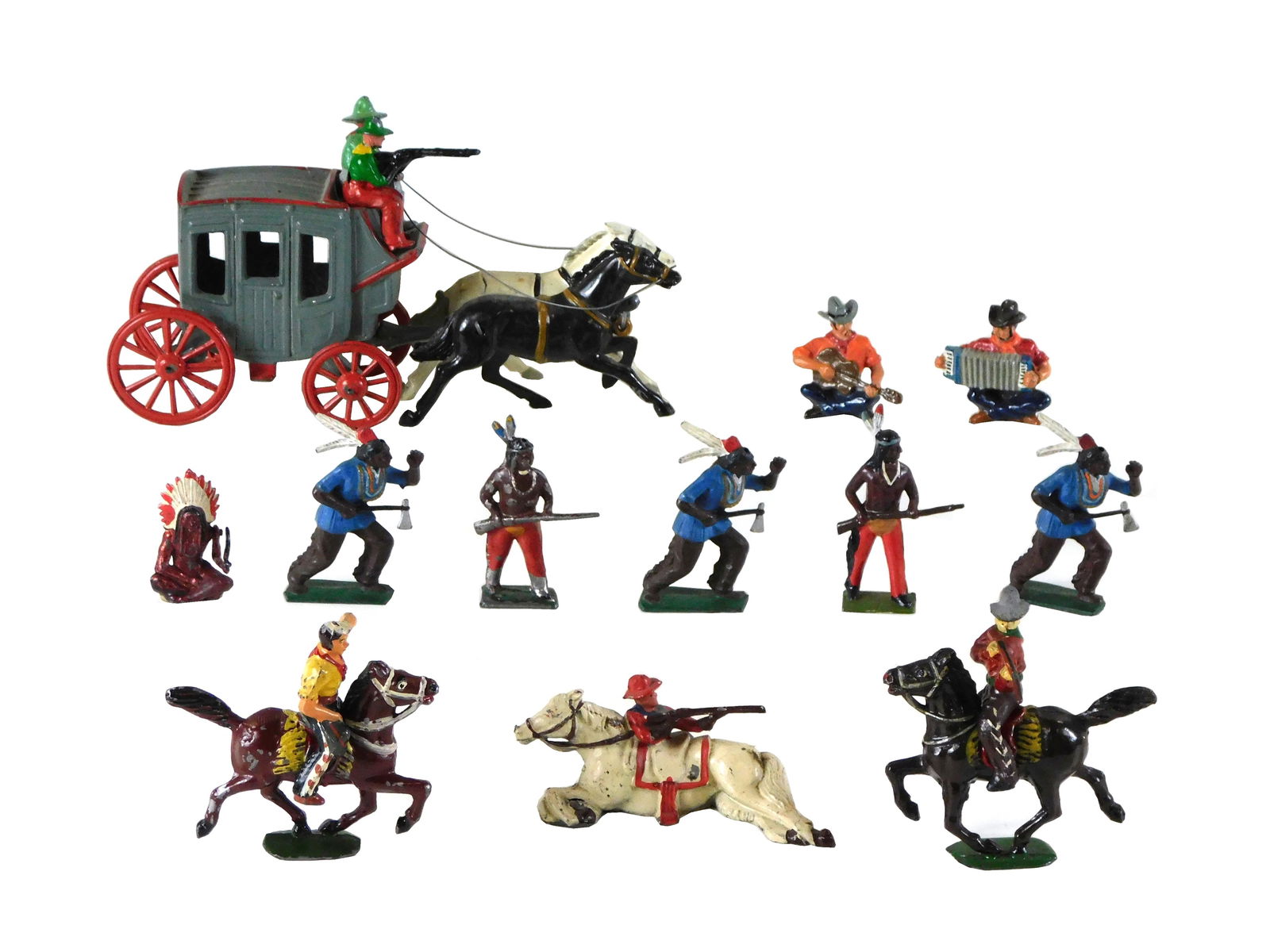 TOYS: Johillco and Timpo Wild West, England, western figures including: Johillco Stage Coach, (1 of 4)