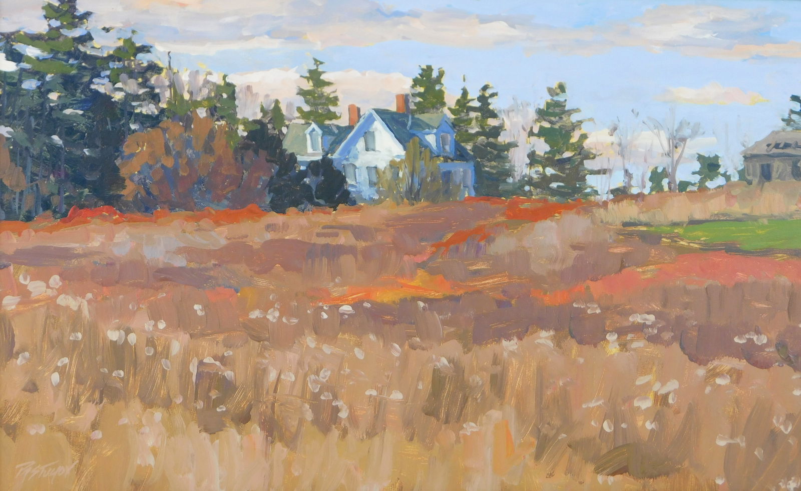 Stefan Alexis Pastuhov (American, 20th/ 21st C.), "Hazel's Field (Belfast, Maine)", oil on rigid (1 of 4)