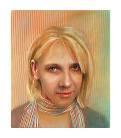 +Aaron Holz (American, b. 1972), "Michele", 2005, oil, resin and acrylic on board, Contemporary