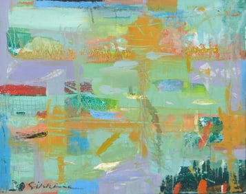 Dennis Sirrine (American, b.1947), "Underwater Hip Hop", oil, 2013, Connecticut, signed by artist in