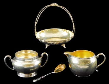 STERLING: Gorham, etc., four pieces of servingware, all marked sterling, details include: Gorham