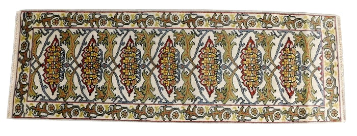 RUG: William Morris Arts and Crafts style runner, 2' 9" x 7' 10", wool on cotton, seven floral