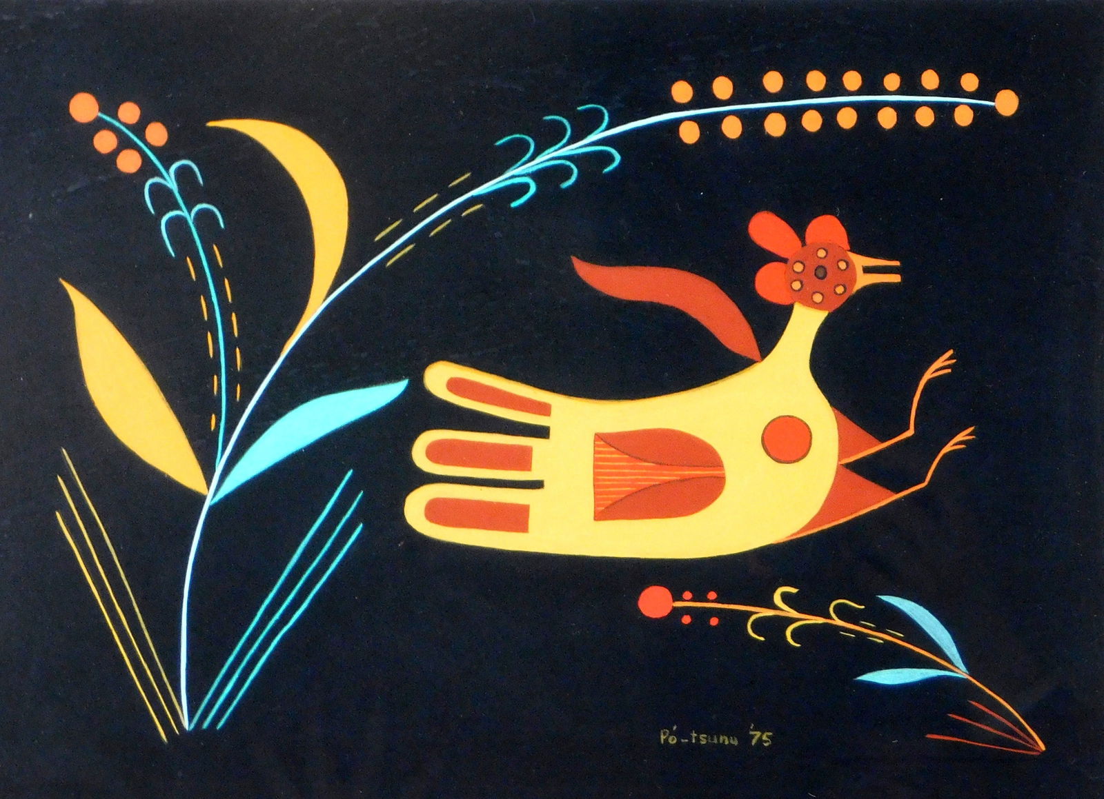 TRIBAL: Gerónima Cruz Montoya "Po-tsunu" (Pueblo, 1915 - 2010) Native American Pueblo bird pottery (1 of 5)