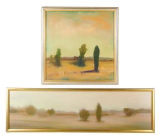 William McCarthy (American, b. 1951), two framed oil landscapes on board, including: "Walk Me Over