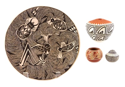 TRIBAL: Four pieces of Native American pottery, 20th/21st. C, Acoma and Santa Clara including two