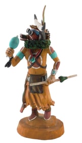 TRIBAL: Native American carved wood sculpture, late 20th C., "Cow Kachina" figure, Navajo/Hopi