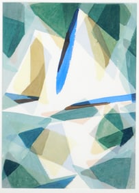 Ted Davis (American, 1908 - 1995), watercolor, signed and dated bottom right, abstract geometric