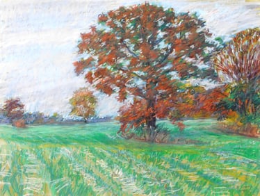 Michael Garland (American, b.1952), "#27 Red Oak", pastel, signed bottom right, artist label on
