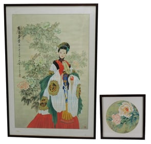ASIAN: Xiaoqian (Carrie) Liu (Chinese/Connecticut, 20th C.), two framed watercolors on rice paper,