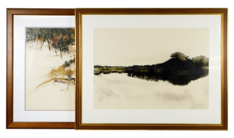 Two watercolors on paper, both matted and framed, includes: first, H. Lee Hirsche (Massachusetts,