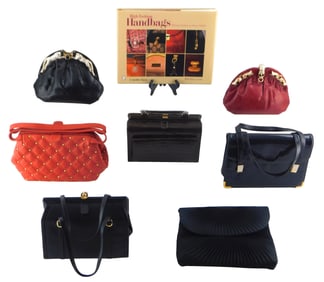 TEXTILES: Koret, Finesse La Model, etc., seven modern handbags and one book on high fashion