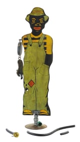 BLACK AMERICANA: "Sprinkling Sambo" lawn sprinkler by the Firestone Tire and Rubber Co., c. 1900,