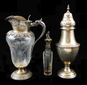 SILVER: Thoedore B Starr, Mappin & Webb, etc., three pieces, all hallmarked, details include:
