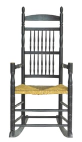 Rocking armchair, American, late 19th-20th C., in Carver-Pilgrim style, maple and ash or oak, in