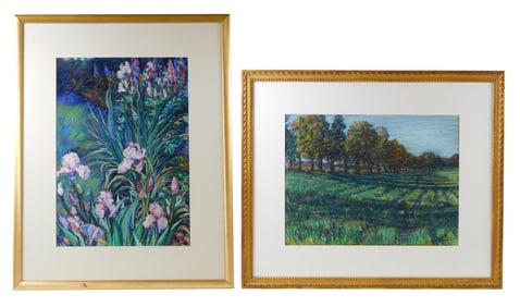 Two scenic pastels, details include: Michael Garland (American, b.1952), "#28 Shadows on the