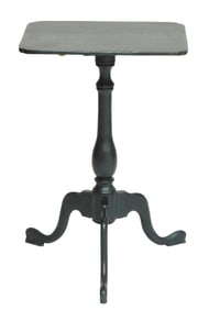 Candlestand with black painted finish, fine reproduction made by Madder of Glastonbury, square top