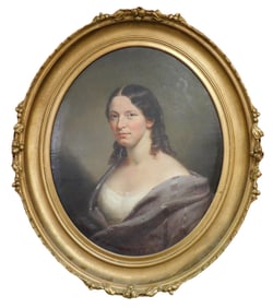 Joseph Oriel Eaton (1829-1875), Untitled (portrait of woman), oil, 1862, oval gilded frame, dated