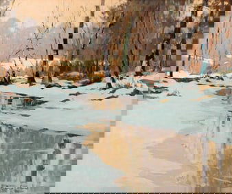 David Bareford (American, b. 1947), "Morning Quiet, Harold Parker State Forest", oil on canvas,